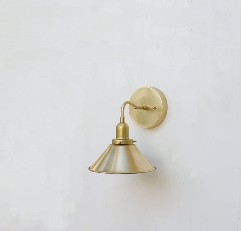 brass-shade-wall-light-1 brass flared shade wall sconce