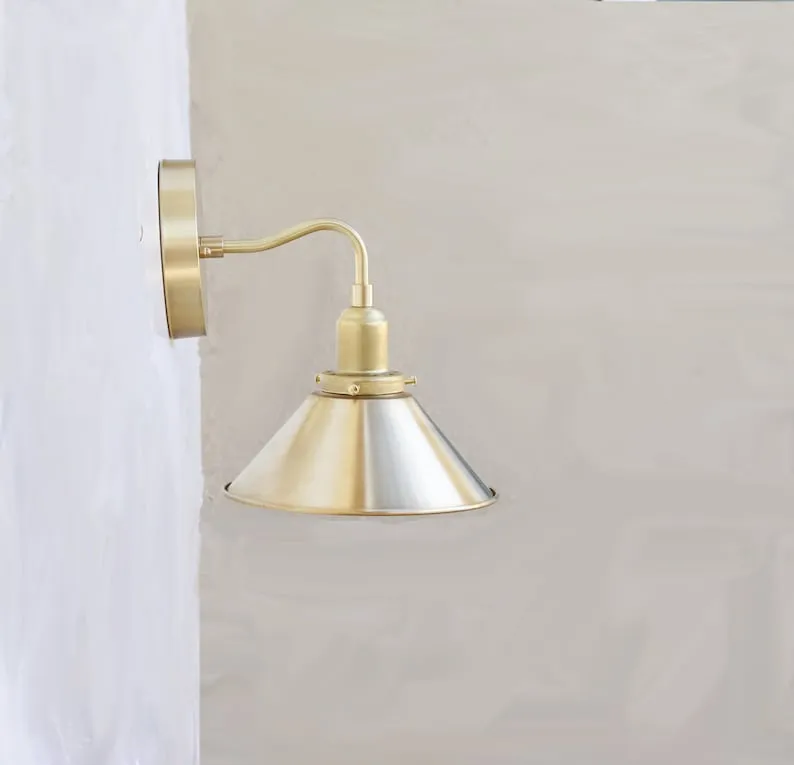 brass-shade-wall-light-3 flared shade wall sconce