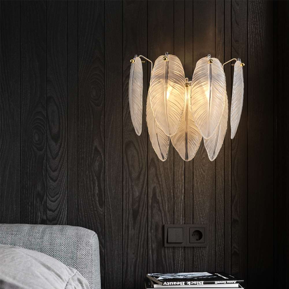 feather-white-glass-sconce-13 glass white feather wall sconce