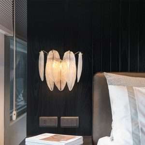 feather-white-glass-sconce-14 feather white glass wall lamp