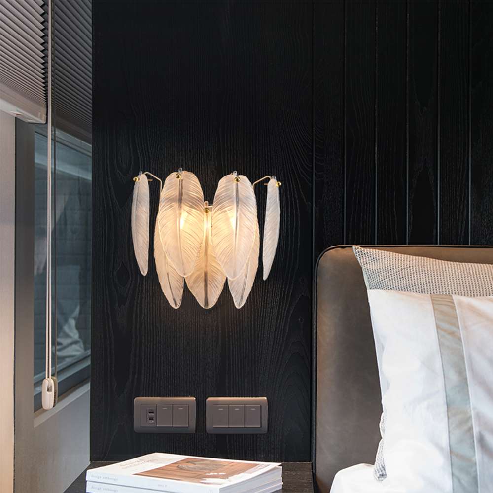 feather-white-glass-sconce-14 feather white glass wall lamp