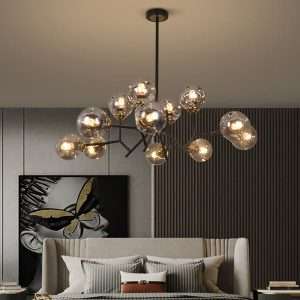 modern-chandelier-for-living-room-globe-glass-shade-black-chandelier-1 modern chandelier for living room