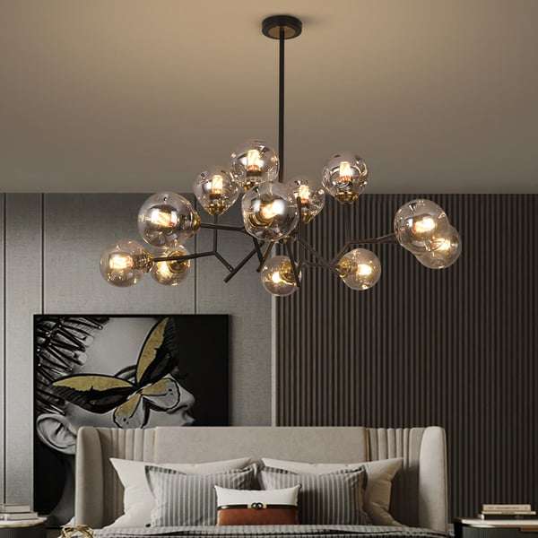 modern-chandelier-for-living-room-globe-glass-shade-black-chandelier-1 modern chandelier for living room