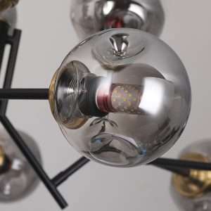 modern-chandelier-for-living-room-globe-glass-shade-black-chandelier-4 stylish black chandelier