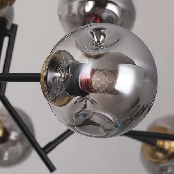 modern-chandelier-for-living-room-globe-glass-shade-black-chandelier-4 stylish black chandelier
