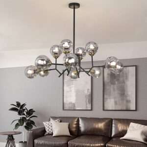 modern-chandelier-for-living-room-globe-glass-shade-black-chandelier-6 chandelier for living room