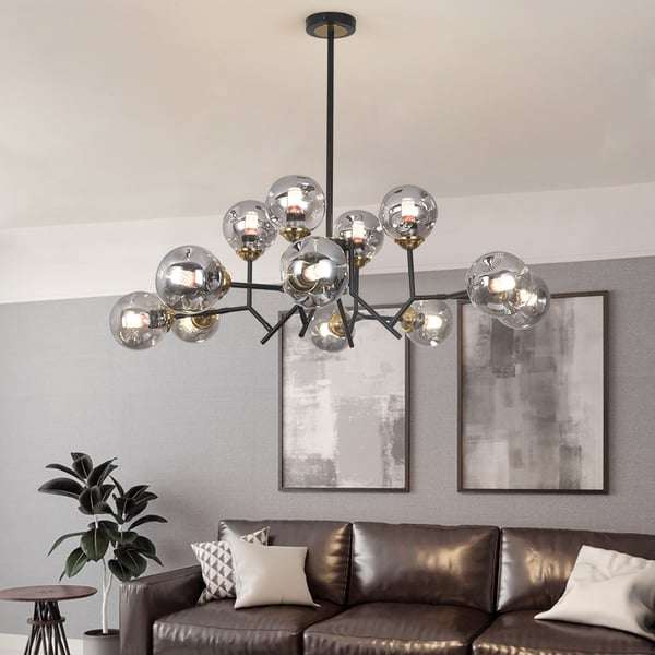 modern-chandelier-for-living-room-globe-glass-shade-black-chandelier-6 chandelier for living room