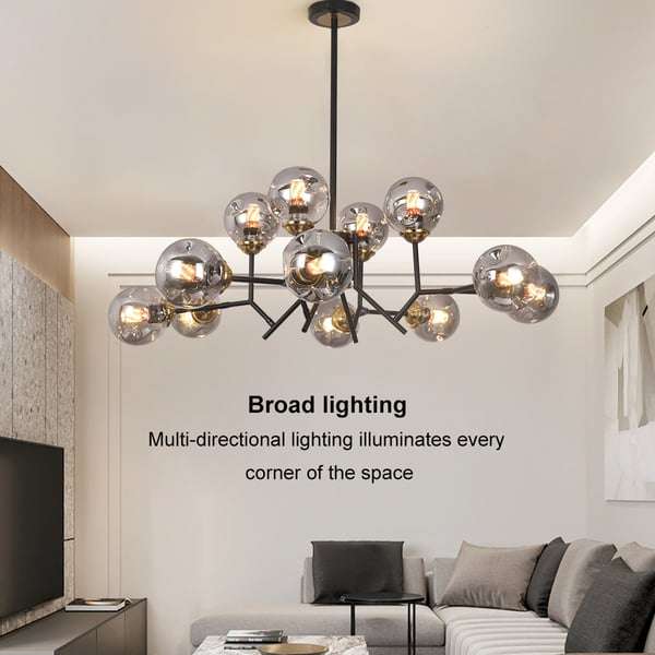 modern-chandelier-for-living-room-globe-glass-shade-black-chandelier-7 chandelier for home