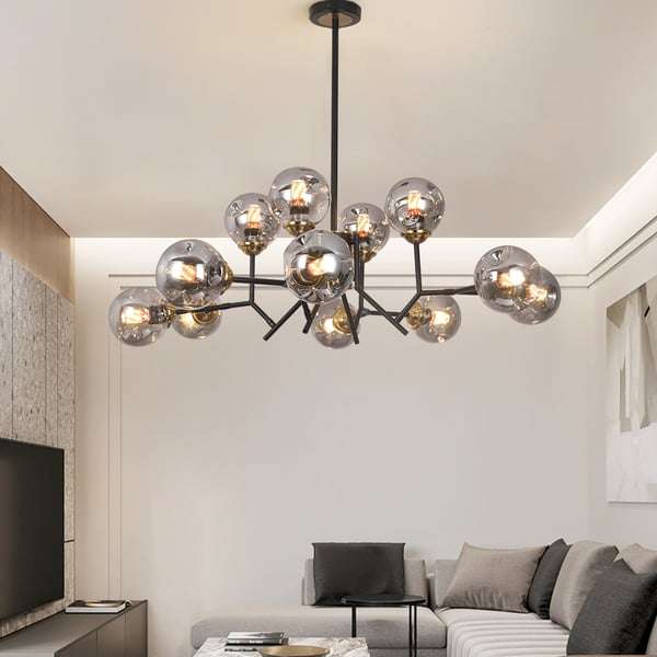 modern-chandelier-for-living-room-globe-glass-shade-black-chandeliermodern-chandelier- modern glass globe chandelier