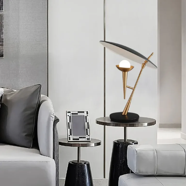 ceramic shade gold lamp
