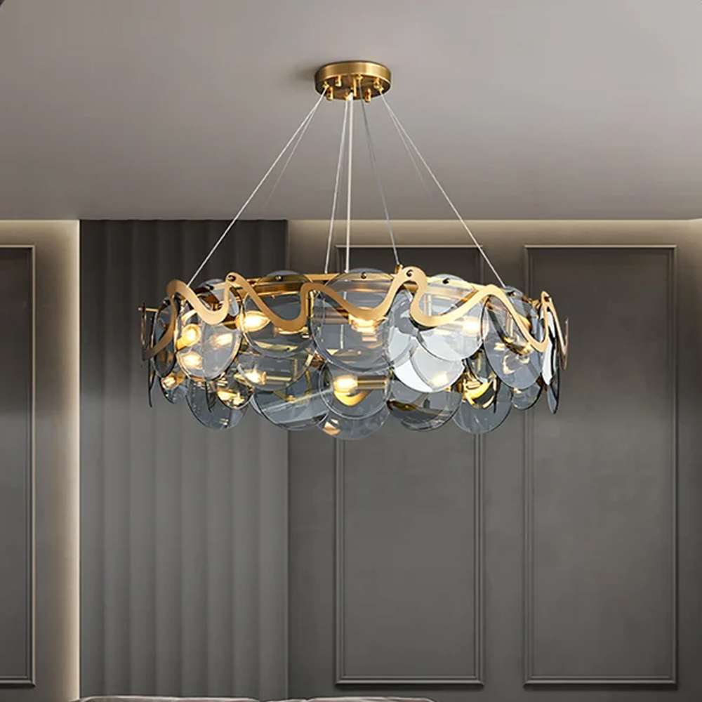 smoky-gray-glass-chandelier-11 grey glass modern chandelier