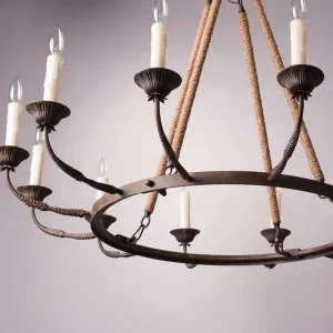 vintage-candelabra-chandelier-4 rustic chandelier with flaxen hemp rope