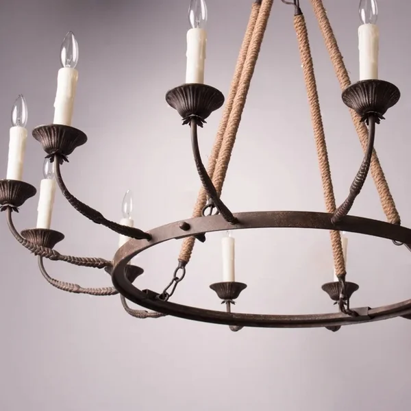 vintage-candelabra-chandelier-4 rustic chandelier with flaxen hemp rope