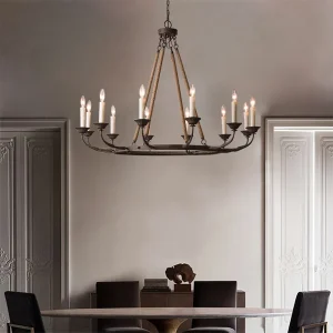 vintage-candelabra-chandelier-5 chandelier with flaxen hemp rope