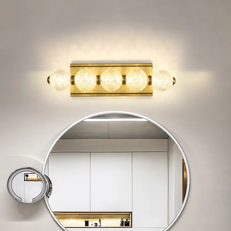 Clear Globe Acrylic 5Light Gold Modern Vanity Lighting Unique High
