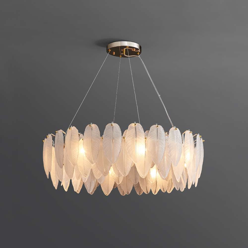 feather-glass-shade-chandelier-in-white-11 Chandelier Ceiling Light