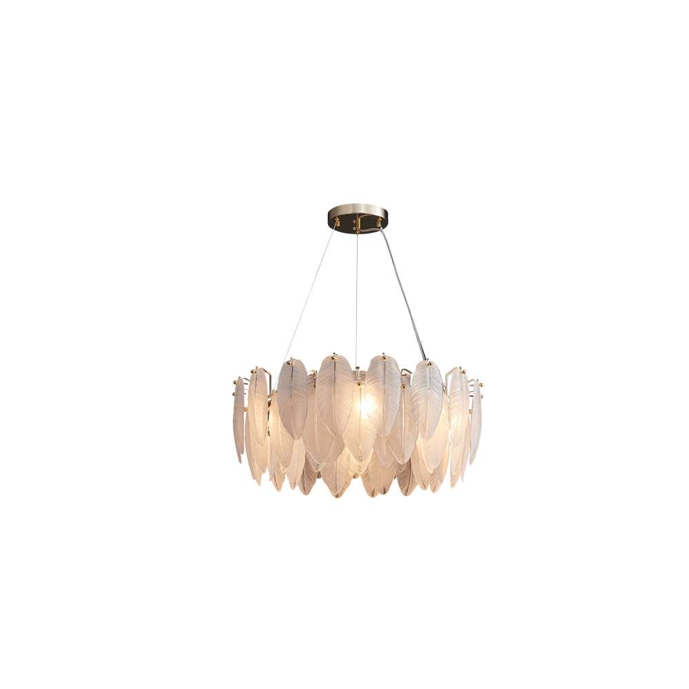 feather-glass-shade-chandelier-in-white-22 white feather glass shade chandelier