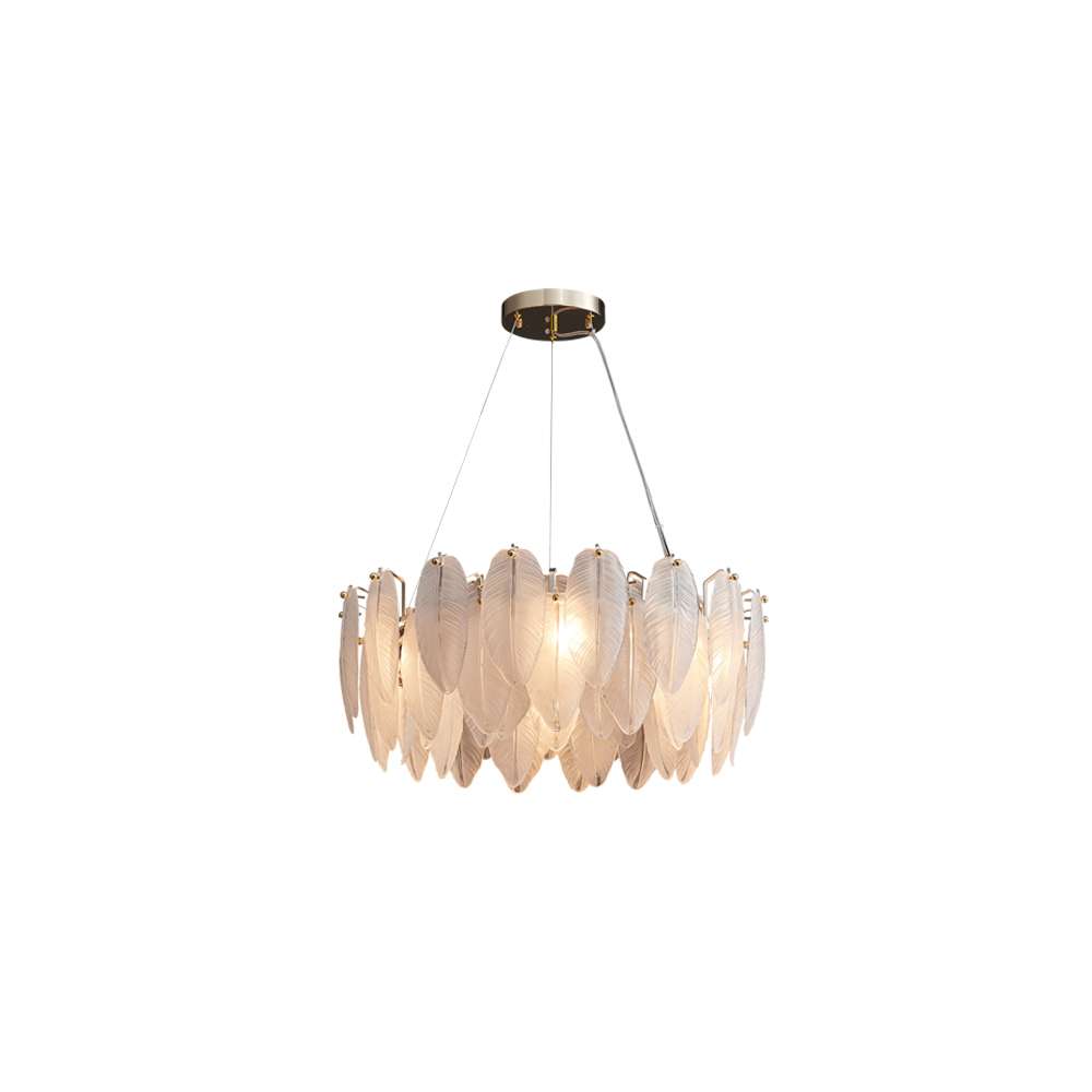 feather-glass-shade-chandelier-in-white-23 modern glass chandelier