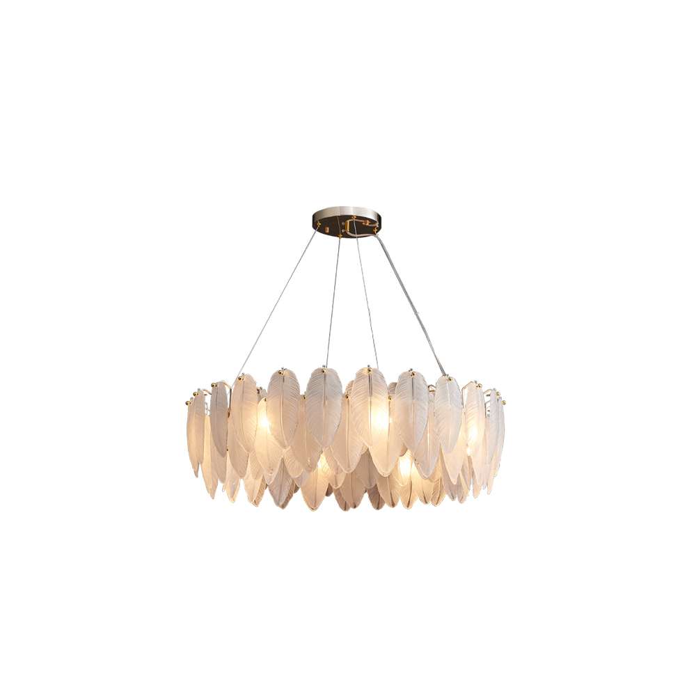 feather-glass-shade-chandelier-in-white-24 feather chandelier in white