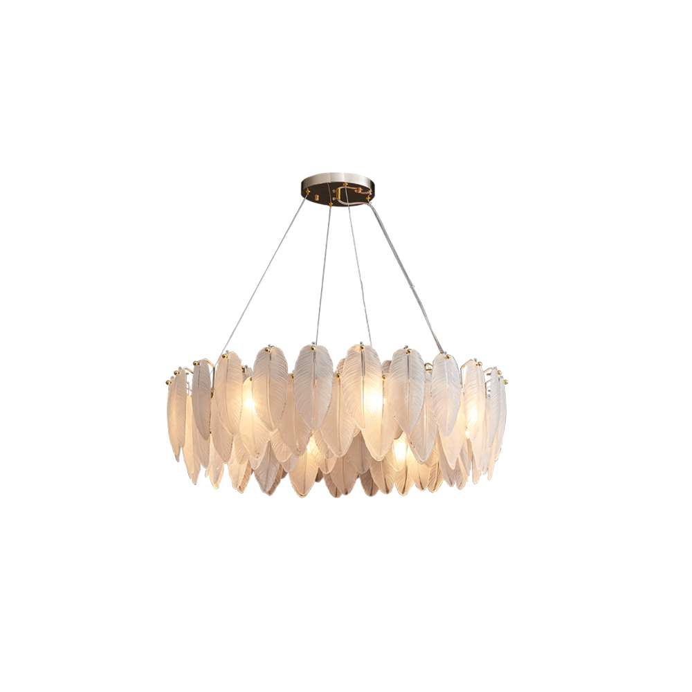 feather-glass-shade-chandelier-in-white-25 chandelier in white