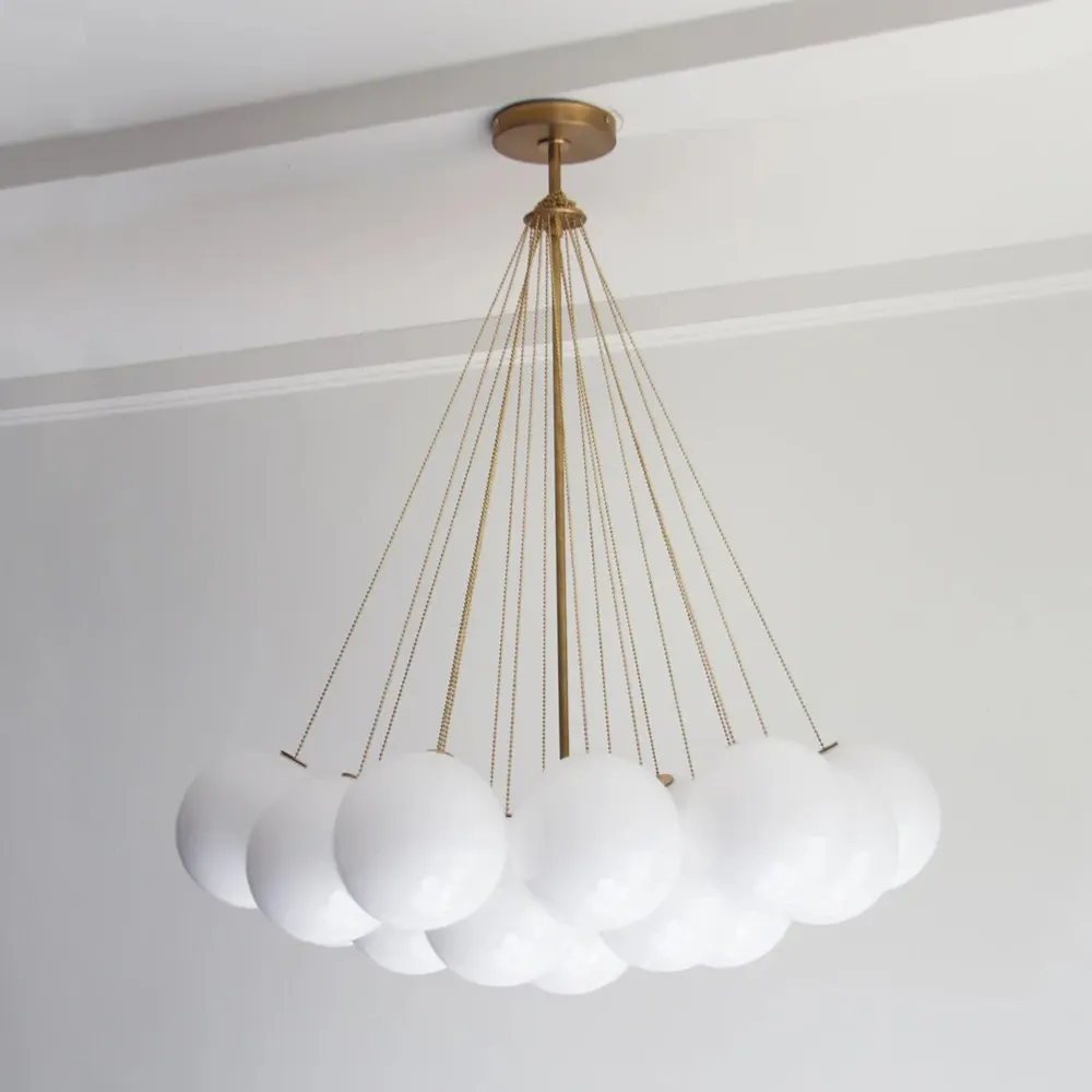 white-glass-bubble-chandelier-01 Modern Creative Chandelier – White Glass Bubble Cloud Light