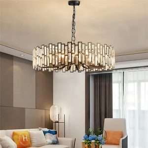Crystal chandelier installed in a modern living room - Josenart